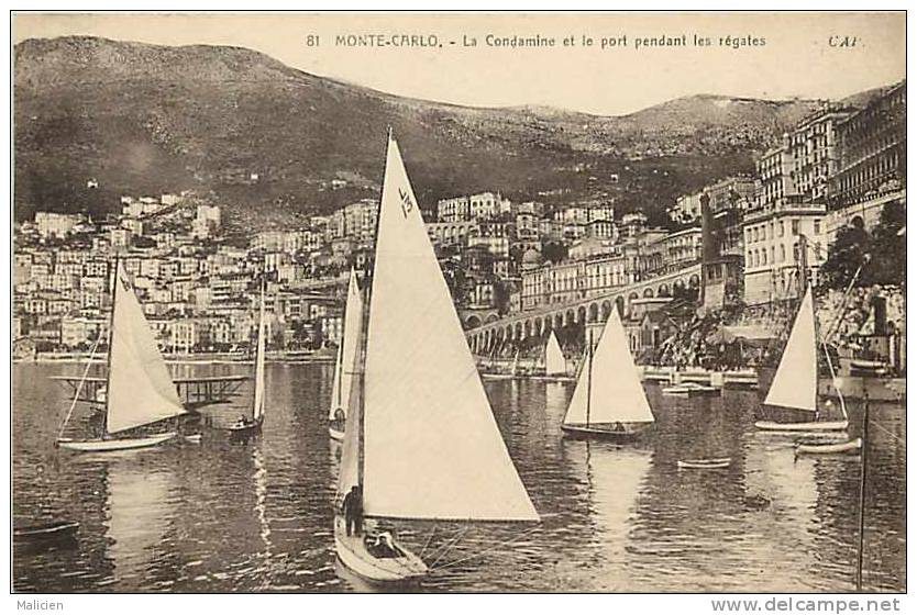 Monaco -monte Carlo  -ref D655- La Condamine Et Le Port Pendant Les Regates -regate Voiliers-voilier   -carte Bon Etat - - Autres & Non Classés