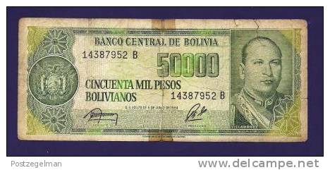 BOLIVIA 1984,  Banknote  ,Used GOOD , 50.000 Pesos ,  Km170, Torned And Sellotaped - Bolivië