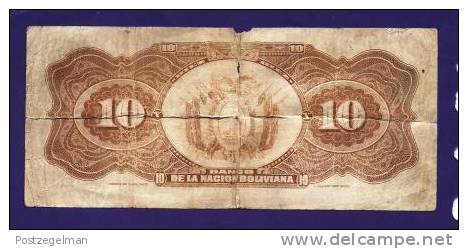 BOLIVIA 1911,  Banknote  ,Used GOOD , 10 Boliviano,  Km107, Little Damaged And Folded - Bolivië