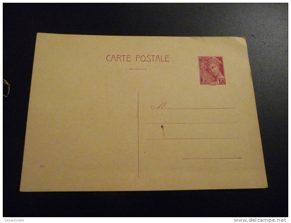 Entier  France Type Mercure.70 C Violet.Valeur 32€. - Cartes Postales Types Et TSC (avant 1995)
