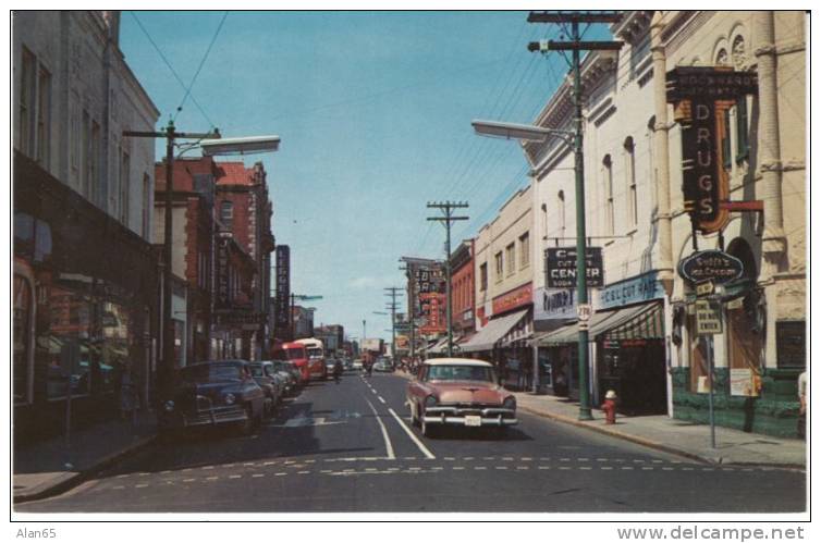 Hampton VA Virginia, Street Scene, Autos, Drug Store C1950s Vintage Postcard - Hampton