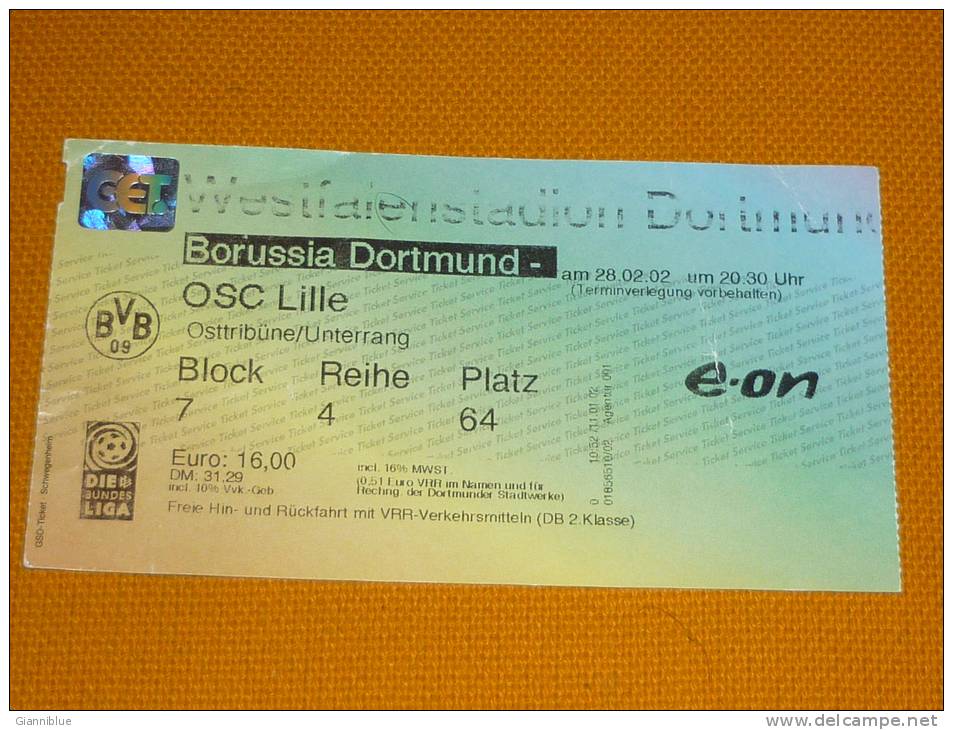 Borussia Dortmund-OSC Lille/Football/UEFA Cup Match Ticket - Tickets - Entradas