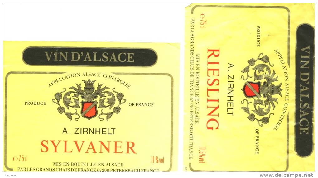 2 Etiquettes Neuves De Vin FRANCE / Alsace Sylvaner / Riesling - Riesling