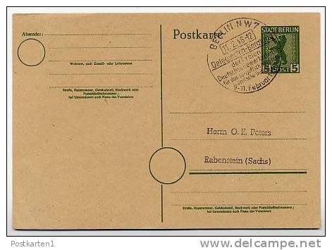 BERLIN Postkarte P3e Sost. Beratung Der Gewerkschaft SBZ  Berlin 1946 - Entiers Postaux