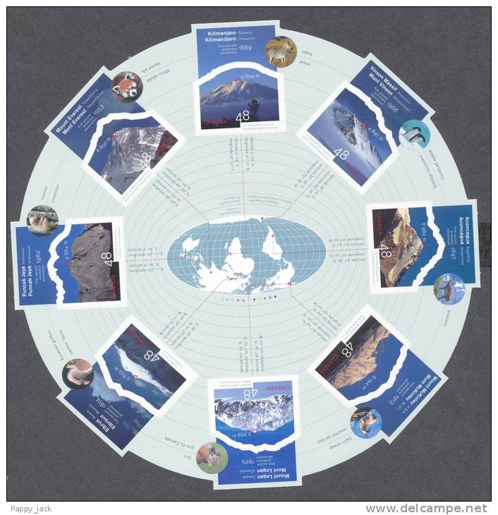 Canada Mountains Summits Around The World Souvenir Sheet  Round Shape Beautiful Scenes MNH - Blocks & Sheetlets