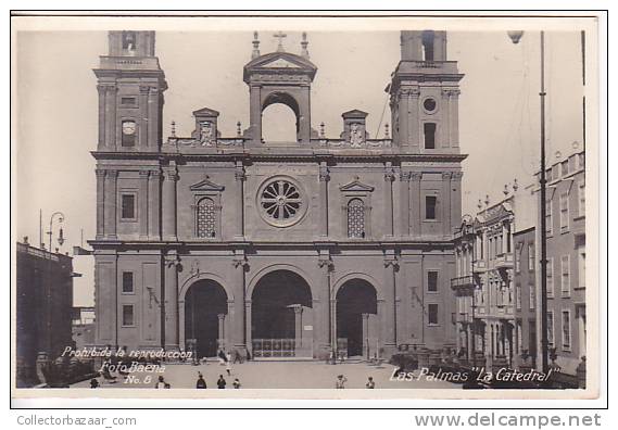 Espa&ntilde;a Tarjeta Postal Las Palmas Catedral Foto Baena 1930 Vintage RPPC Original Photo Postcard Cpa Ak (W3_889 - La Palma