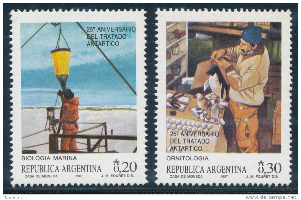 ARGENTINA 1987, 25th Anniv Of Antarctic Treaty, Set Of 2v** - Antarctisch Verdrag