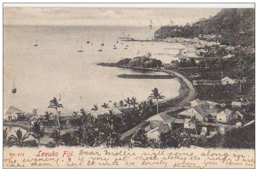 CPA FIDJI FIJI LEVUKA Panorama Timbre Stamp 1906 - Fidji