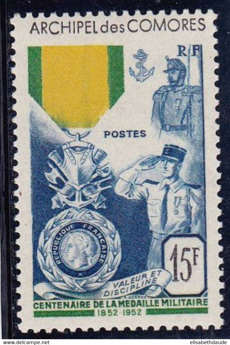 COMORES - 1952 - YVERT N°12 * MLH - MEDAILLE MILITAIRE - COTE = 55 EUR - CHARNIERE LEGERE - Nuovi