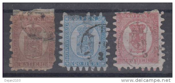 Finland Mi#5B,8B,9B 1866 USED - Used Stamps