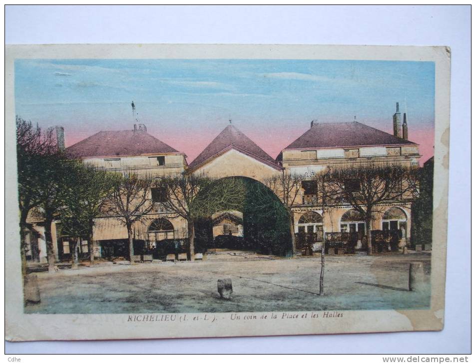 37 - ROC -  RICHELIEU - UN COIN DE LA PLACE ET LES HALLES - COLORISEE - Other & Unclassified