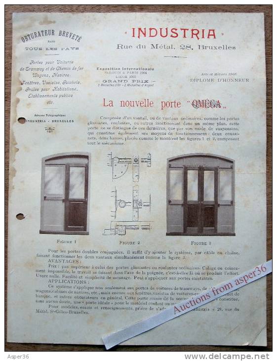 Portes, Obturateur Breveté, Industria, Rue Du Métal, Bruxelles 1900s - Collections
