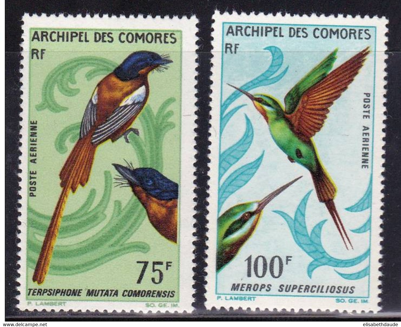 COMORES - 1967 - POSTE AERIENNE - YVERT N°20/21 ** MNH - COTE = 30 EUR - OISEAUX - Poste Aérienne