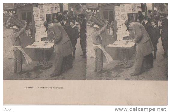 PARIS ( Marchand De Journaux ) - Cartes Stéréoscopiques