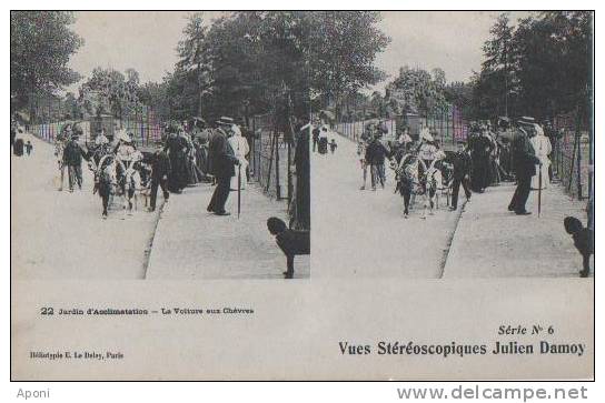 PARIS ( Jardin D'acclimatation.- La Voiture Aux Chevres ) - Cartes Stéréoscopiques