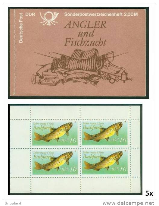 DDR  1988  Süßwasserfische  (1 MH ** (MNH) Kpl. )  Mi: MH 9 (7,50 EUR) - Booklets