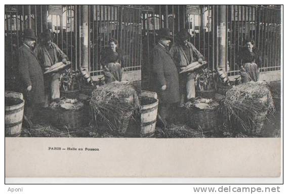 PARIS ( Halles Au Poisson ) - Stereoscope Cards