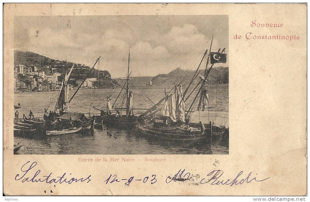Souvenir De CONTANTINOPLE : Entrée De La Mer Noire - Bosphore - Cachet De La Poste 1903 - Turquie