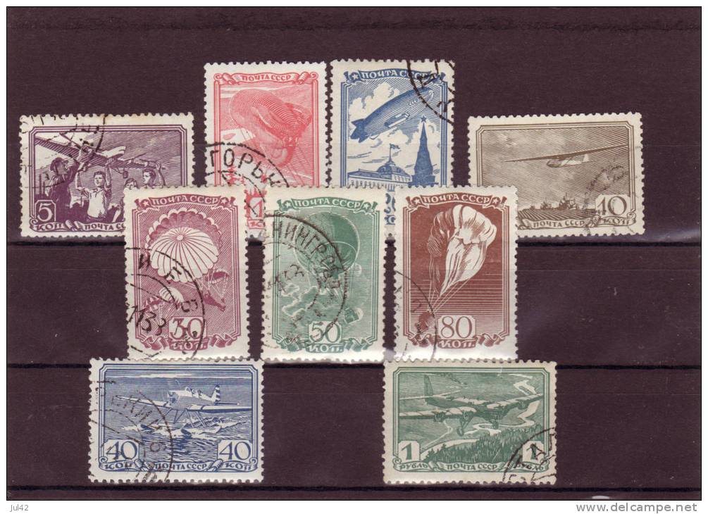 1938 Aviation  Michel 637-645, Yvert 676-684, Scott 678-686  Used - Used Stamps