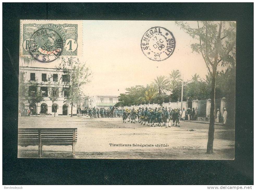 Sénégal - Tirailleurs Sénégalais ( Défilé ) ( Militaria Cachet De St Louis Colorisée  ) - Sénégal