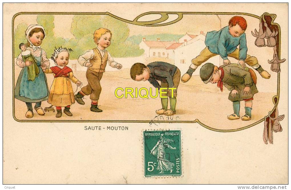 Publicité, Grands Magasins Habillement Esders, Cp Illustrée Genre Ebner, Enfants Qui Jouent à Saute-mouton - Werbepostkarten