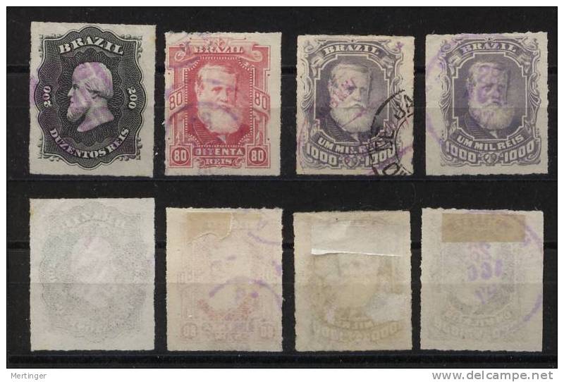 Brasilien Brazil 4x DOM PEDRO Violetter Stempel - Used Stamps