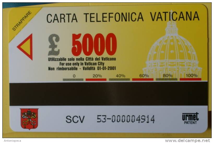 VATICANO TELEPHONE CARD 2000 POPE JEAN PAUL II  20 YEARS NEW L.5.000 - Vaticano