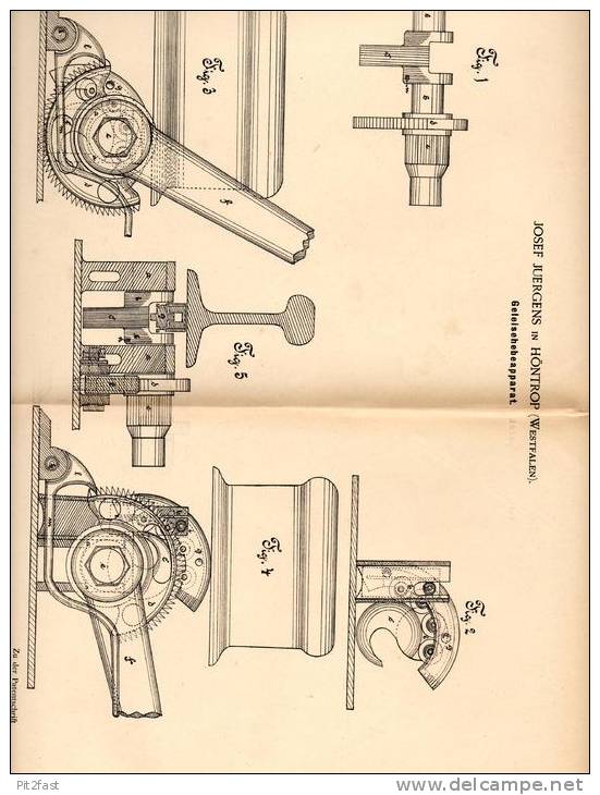 Original Patentschrift - Josef Juergens In Höntrop , Westfalen , 1891 , Gleis - Hebeapparat , Eisenbahn !!! - Historische Dokumente