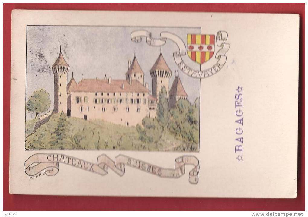 C0232 Litho Château De Estavayer,Atar 302. Circulé En 1918 - Estavayer