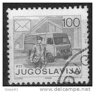 1986 Jugoslavia La Posta. Furgone E Postino 100 D  Usato - Used Stamps