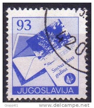 1987 Jugoslavia Anno Nuovo. Cartoncino D'auguri 93 D  Usato - Used Stamps