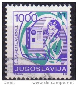 1988 Jugoslavia La Posta . Telefono Pubblico 1000 D  Usato - Used Stamps