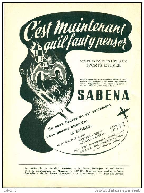 Reclame Advertentie Uit Oud Tijdschrift 1951 - Sabena Airlines - Aviation - Publicités