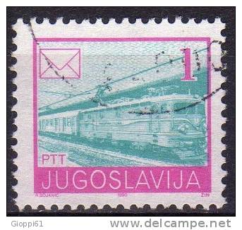 1990 Jugoslavia La Posta Francobollo C/valore In Nuovi Dinari  Usato - Oblitérés