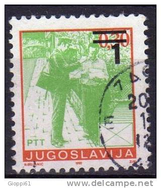 1990 Jugoslavia La Posta Francobollo Soprastampato  Usato - Used Stamps