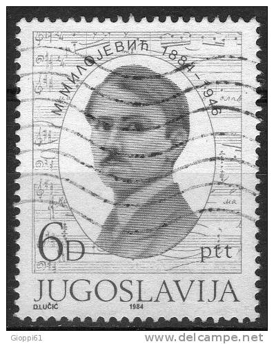 1984 Jugoslavia Cent. Nascita Di Miloje Milojevic Compositore  Usato - Used Stamps