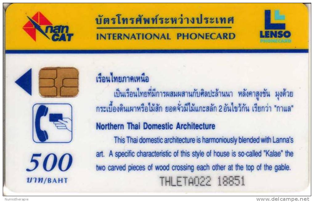 Thaïlande Lenso Phonecard 500 Baht : Architecture Thaïlande Du Nord - Thailand