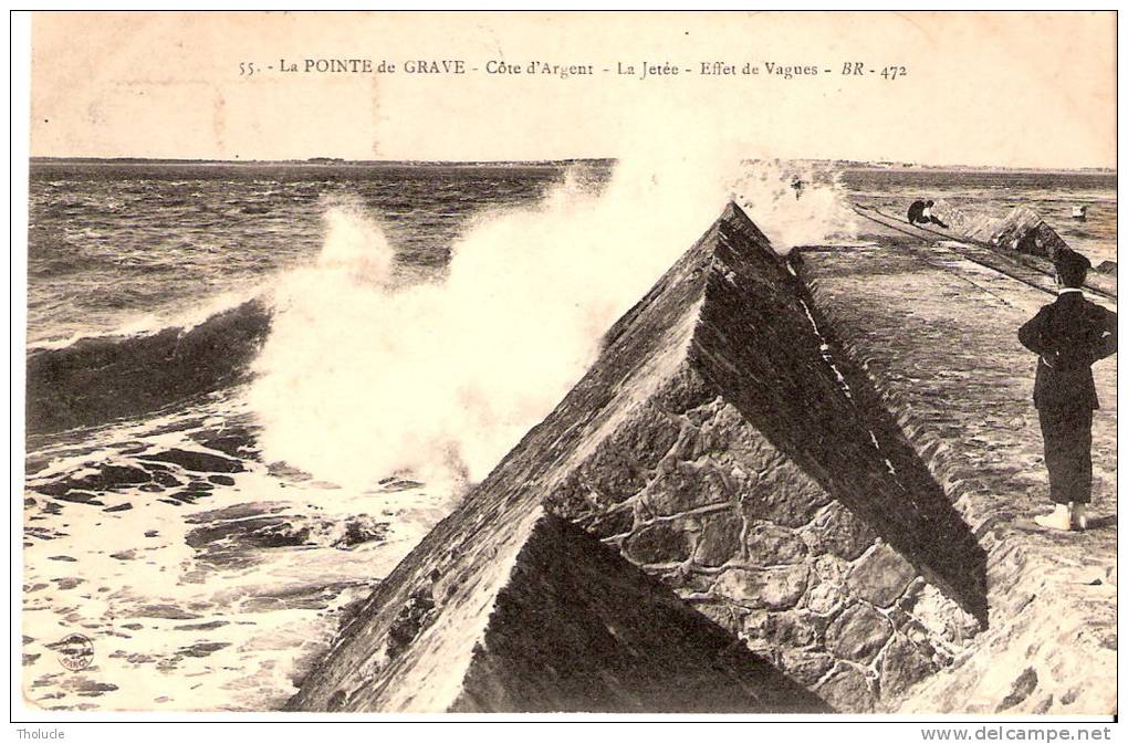 Type Blanc 3c (paire) Sur Carte Postale -1908- Type 1A  1B?- YT N°109-CPA-La Pointe De Grave Effet De Vagues (voir Scan) - 1900-29 Blanc