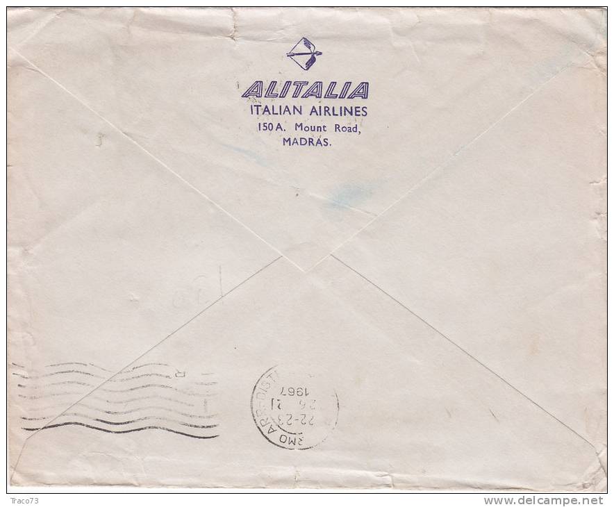 INDIA  /  ITALIA  -  Cover _ Lettera (ALITALIA) - Poste Aérienne