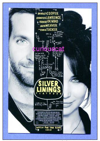 MOVIE FILM ADVERTISMENT POSTER POSTCARD For The Film  SILVER LININGS PLAYBOOK With BRADLEY COOPER  Et JENNIFER LAWRENCE - Affiches Sur Carte