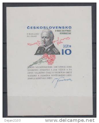 Czechoslovakia Svoboda Birthday Imperforated Mini Sheet 1975 MNH ** - Unused Stamps