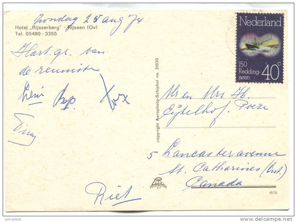 Netherlands, Hotel Rijsserberg, Rijssen, 1974 Used Postcard [12823] - Rijssen