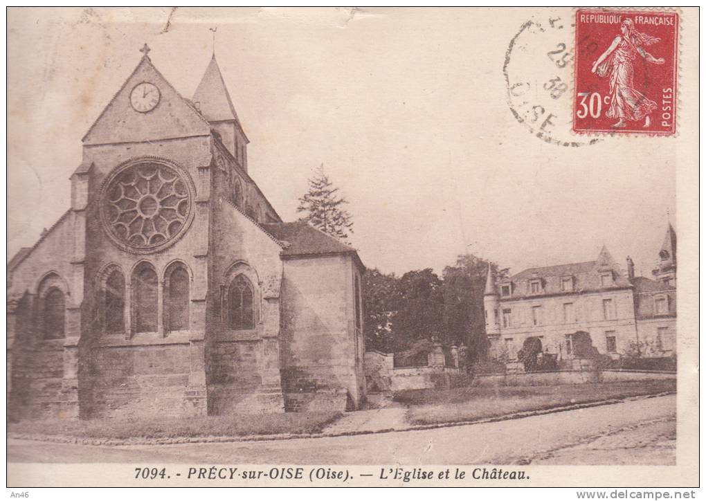 PRECY SUR OISE  -L'EGLISE ET LE CHATEAU VG 1939   BELLA FOTO D´EPOCA ORIGINALE 100% - Précy-sur-Oise