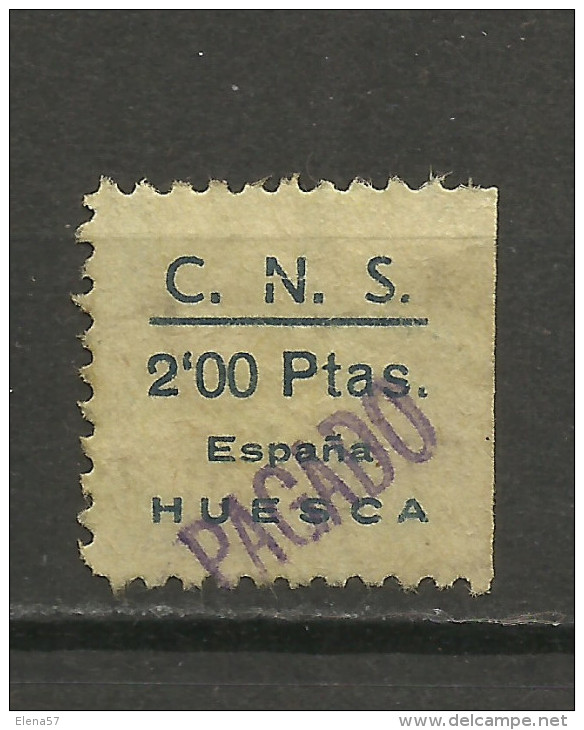 1775-SPAIN CIVIL WAR ESPAÑA GUERRA CIVIL 1939 FALANGE ESPAÑOLA HUESCA 2 PTS LEAN.ATENCION LEYENDA 2 Pts DISPONGO DE OTRO - Emissions Républicaines