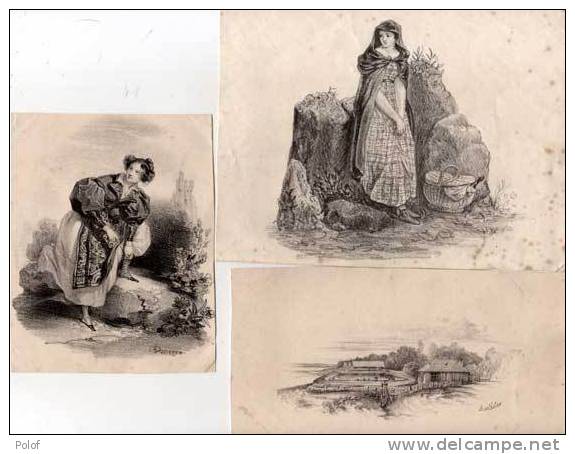 3 Gravures (Devéria, Monthelier, Anonyme  (VP 540) - Estampes & Gravures