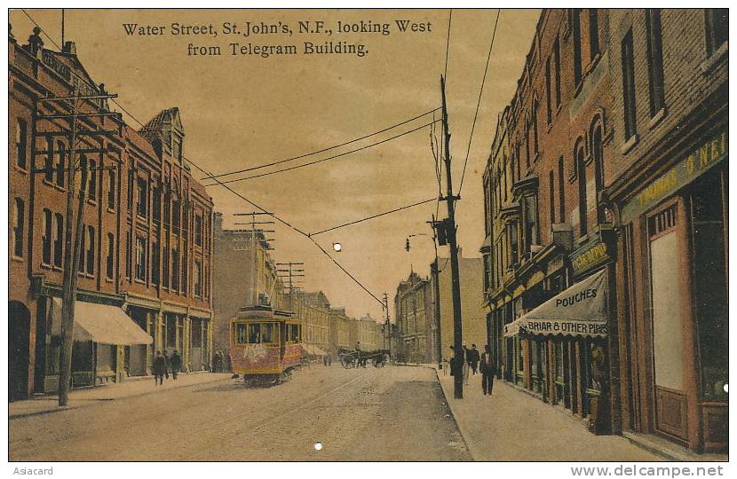 St John's Newfoundland Terre Neuve Water Street From Telegram Building Tram Tramway - St. John's