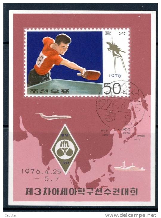 COREA DEL NORD / KOREA NORTH 1976 - Tennis Tavolo - Block Obliterato Come Da Scansione - Tennis Tavolo