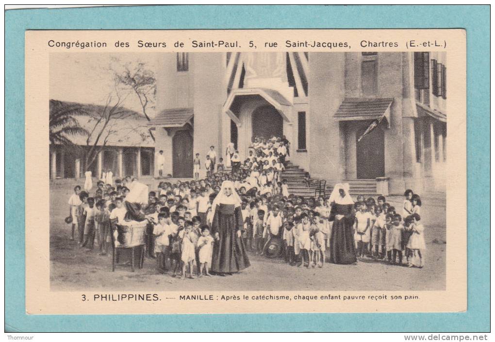 PHILIPPINES. - MANILLE  : Après Le Catéchisme , Chaque Enfant Pauvre Reçoit Son Pain  -   BELLE CARTE ANIMEE  - - Filipinas