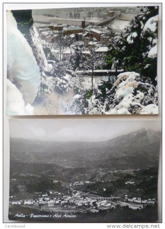 CP Lot 2x Photo Aulla Panorama Alpi Apuane Et Rare Vue Village Sous La Neige Ed Ramponi Bertoncini  +-1960 - Massa