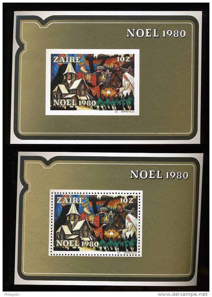 ZAIRE Blocs 46 Et 47**   NOEL 1980   Crèche  Rois Mages   Cote 11 Euros ** - Unused Stamps